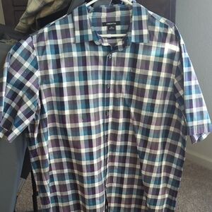 Claiborne Blue and Purple Plaid Button Down Shirt
